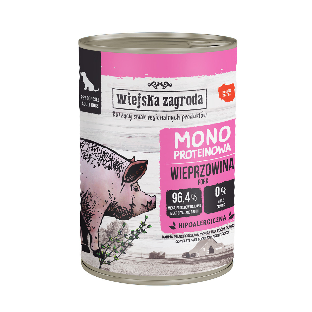 WIEJSKA ZAGRODA Monoprotein Pork - vlhké krmivo pro psy - 400g - foto 1