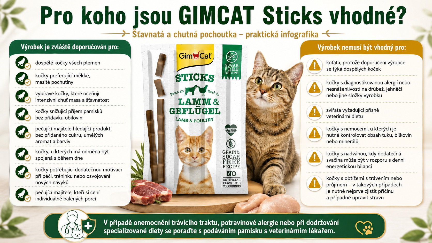GIMCAT Sticks Lamb and polutry - pamlsek pro kočky - 4pcs - foto 2