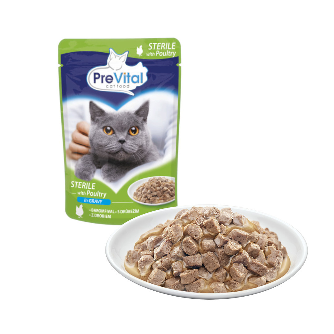 PREVITAL Cat Food Sterile Drůbež v omáčce - mokré krmivo pro kočky - kapsička 100 g - foto 1
