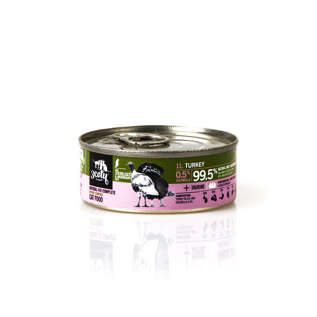 3COTY Turkey with chlorella Sterilised and overweight cats - mokré krmivo pro kočky - 12x80g - foto 1
