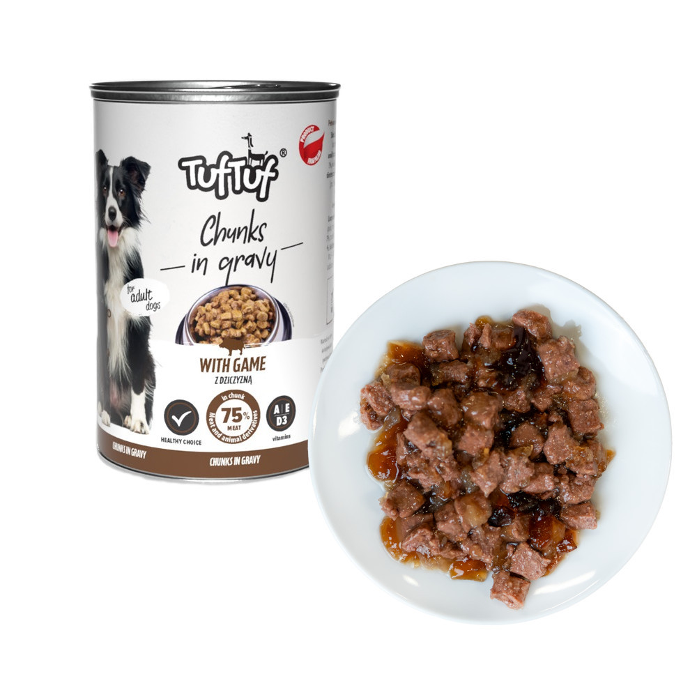 TUF TUF Meaty chunks with game - vlhké krmivo pro psy - 1250g - foto 1