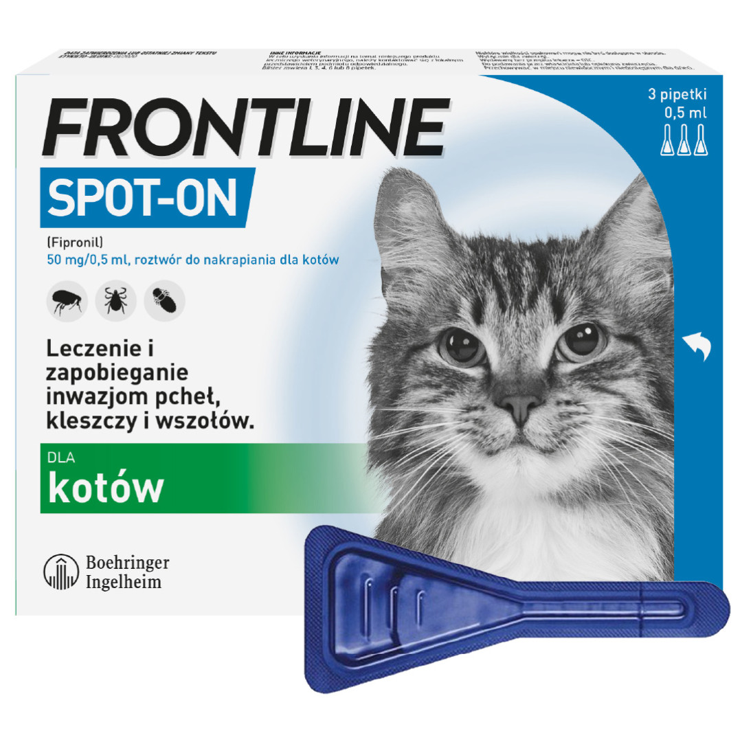 Frontline Spot-on kapky proti parazitům pro kočky, 3 x 0,5 ml - foto 1