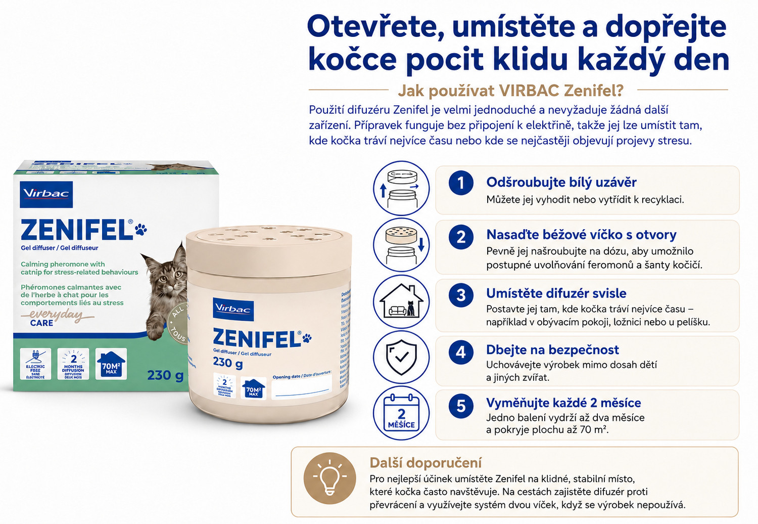 VIRBAC Zenifel - gelový difuzér s uklidňujícími kočičími feromony - 230 g - foto 3