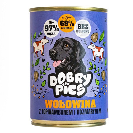 DOBRY PIES Beef with Jerusalem artichoke and rosemary - vlhké krmivo pro psy - 12x400g - foto 1