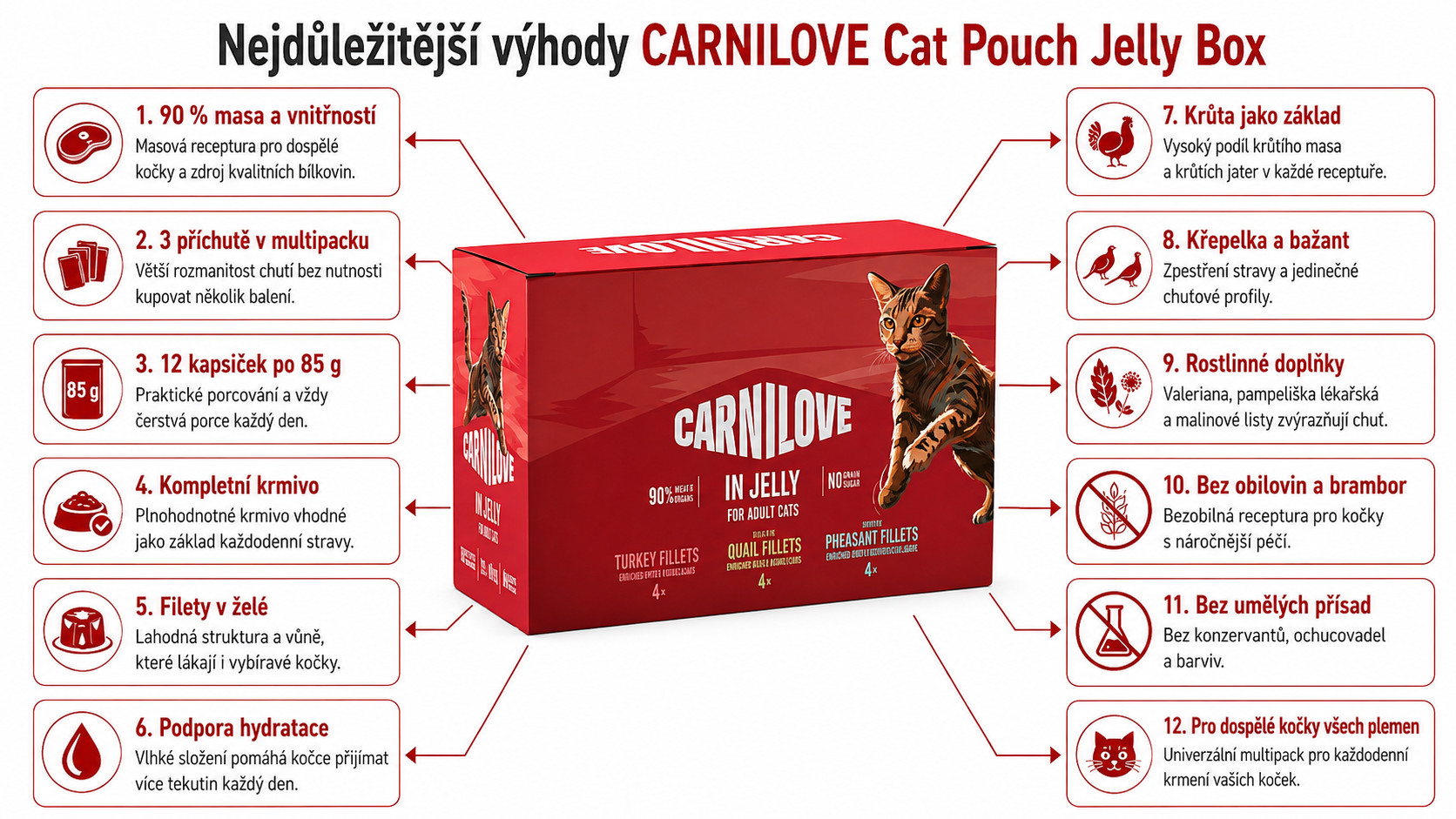 CARNILOVE Cat Pouch Jelly Box - mokré krmivo pro kočky - 12x85g - foto 1