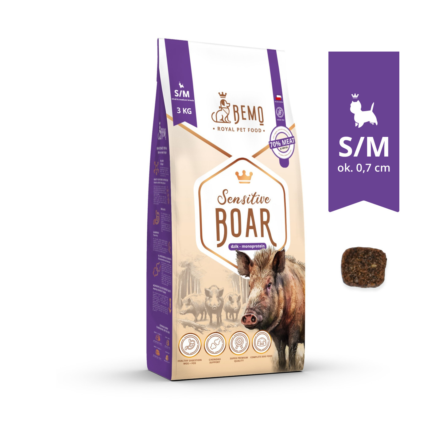 BEMO Sensitive Boar Small/Medium Mono - suché krmivo pro psy - 3kg - foto 1