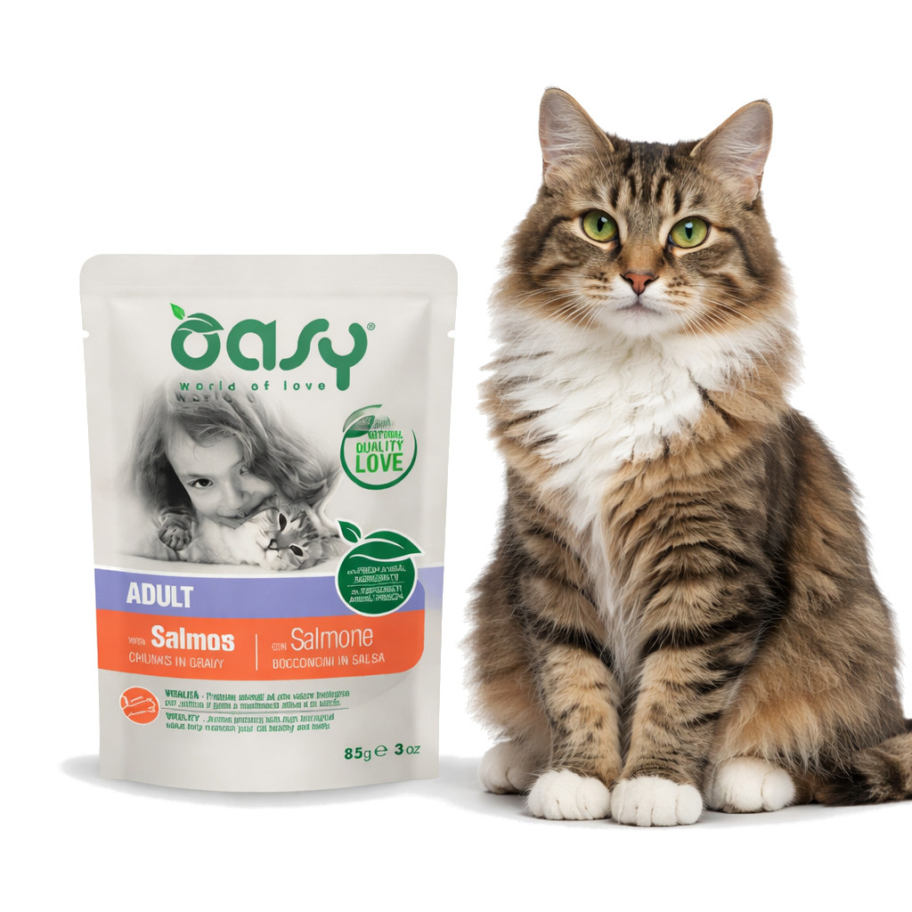 OASY Chunks in gravy Salmon - mokré krmivo pro kočky - 85g - foto 2