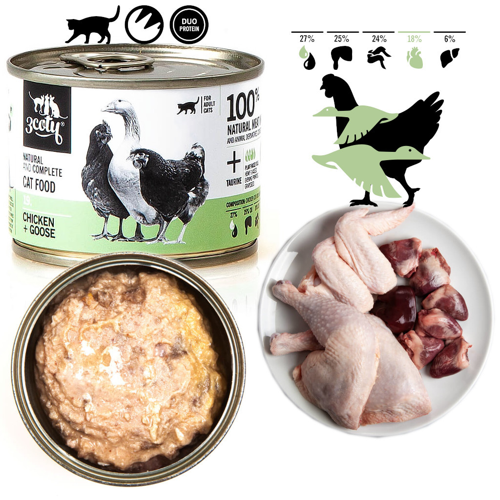 3COTY 19. Chicken and Goose - mokré krmivo pro kočky - 6x180g - foto 2