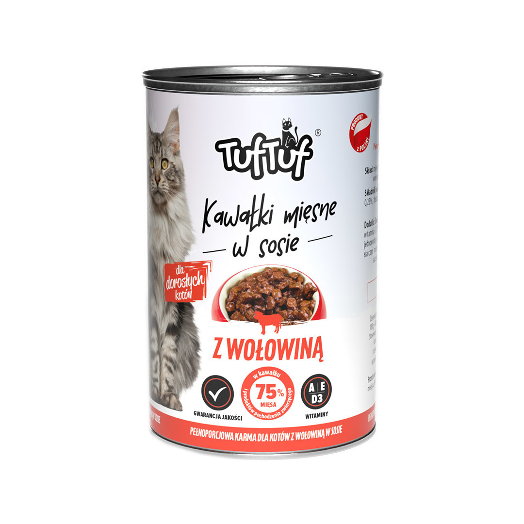 Tuf Tuf masové kousky MIX příchutí - vlhké krmivo pro kočky - 6x415g - foto 8