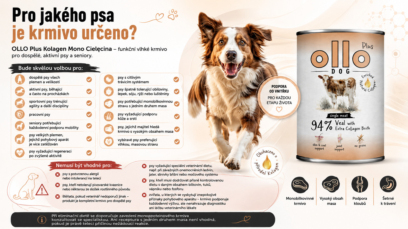OLLO Plus Collagen Mono Veal - vlhké krmivo pro psy - 400g - foto 5