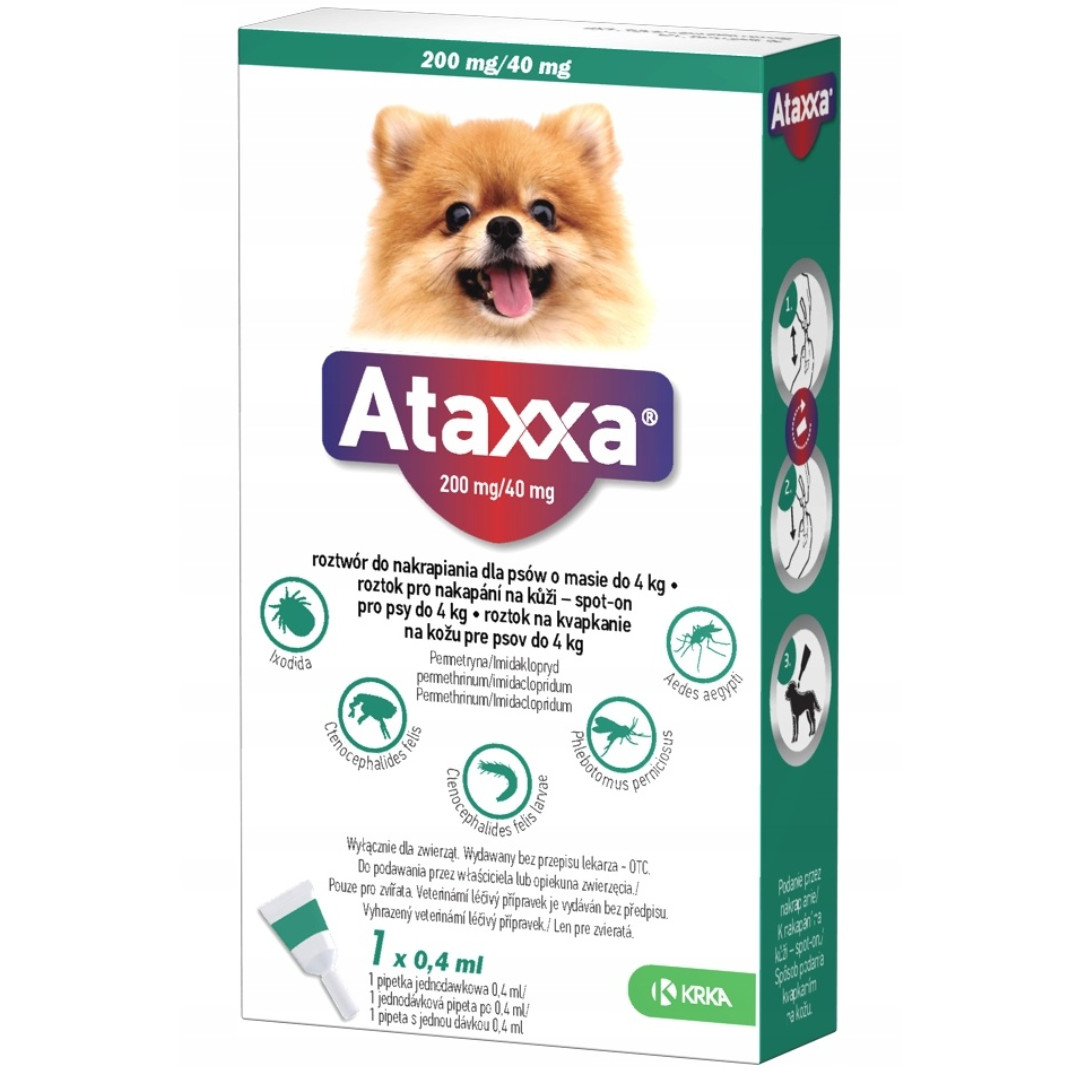 ATAXXA 200mg/40mg (1-4kg) - kapky proti blechám a klíšťatům pro psy – 1x0,4ml - foto 1