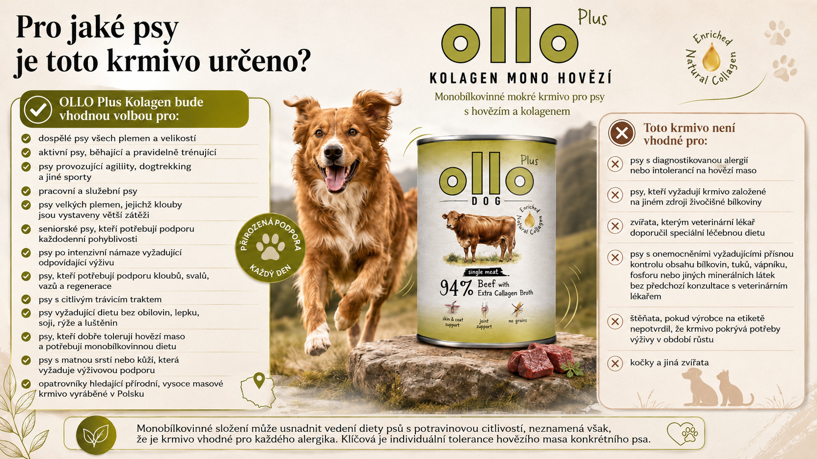OLLO Plus Collagen Mono Beef - vlhké krmivo pro psy - 400g - foto 5