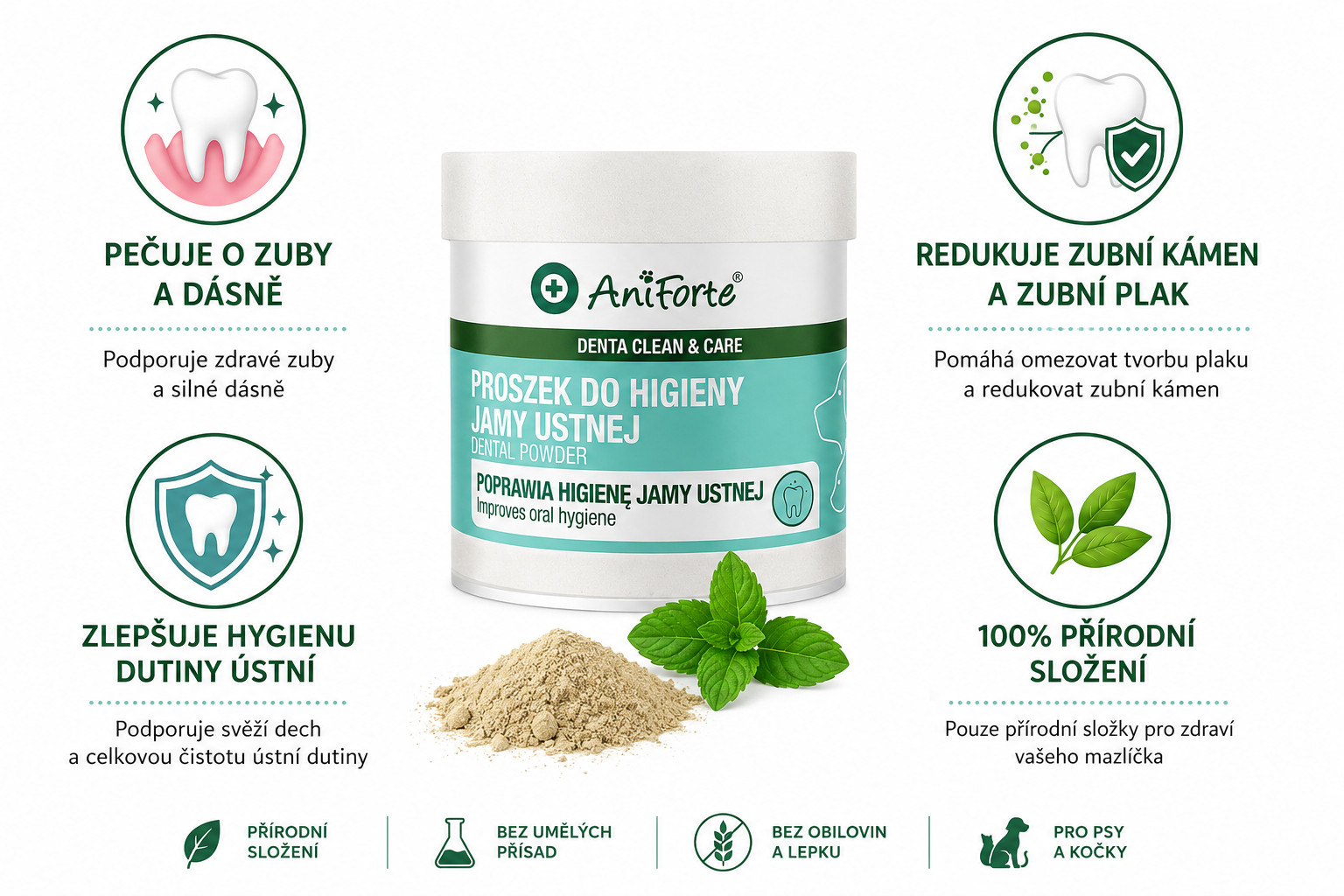 ANIFORTE prášek na hygienu dutiny ústní pro psy a kočky - 80 g - foto 1