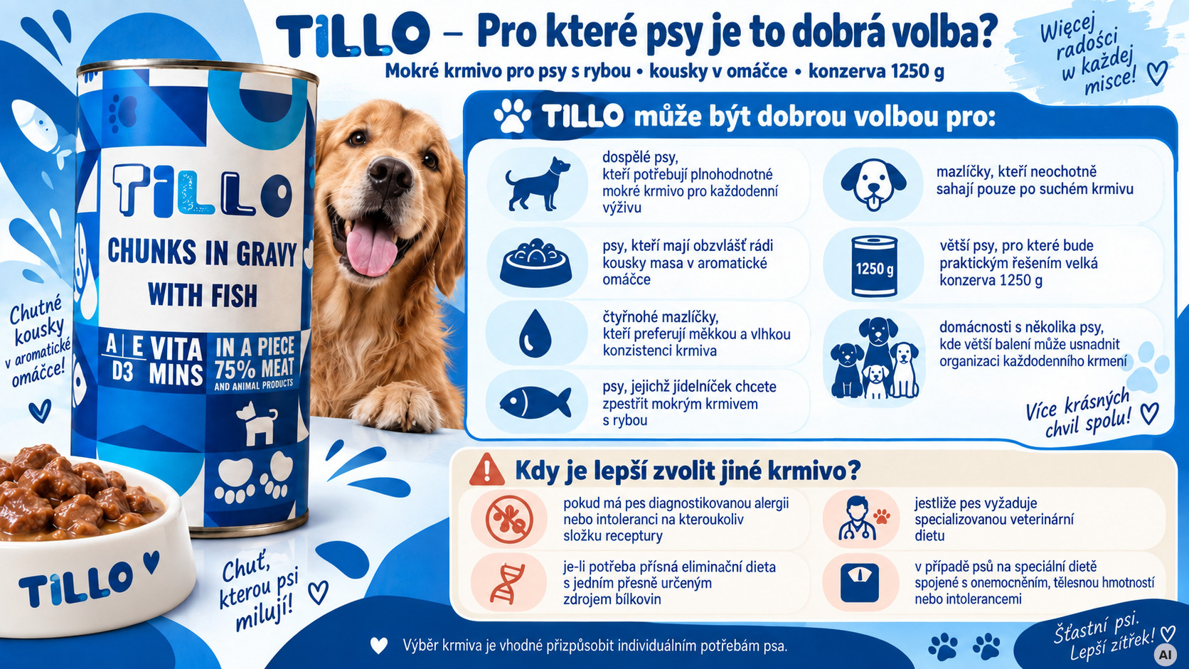 TILLO Kousky v omáčce s kuřecím masem - mokré krmivo pro psy - 6x1250g - foto 6