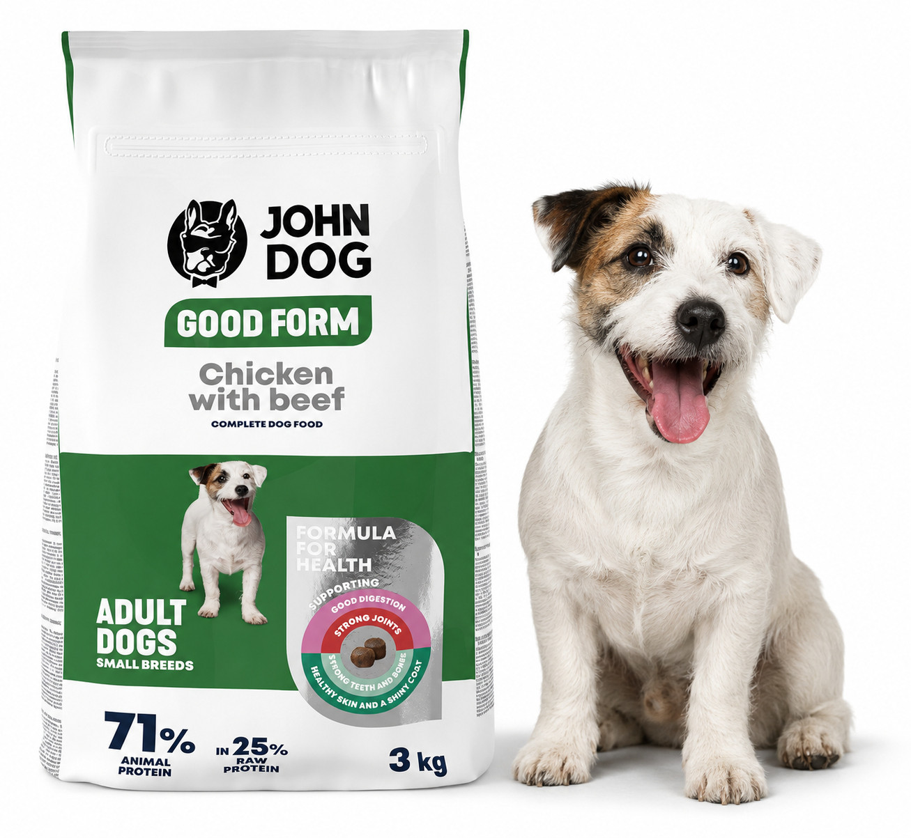 JOHN DOG Good Form Small breeds Chicken with beef - suché krmivo pro psy - 3kg - foto 3