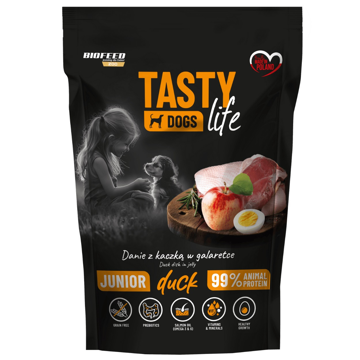 BIOFEED Tasty Dogs Life Junior Duck - vlhké krmivo pro psy - 150g - foto 2