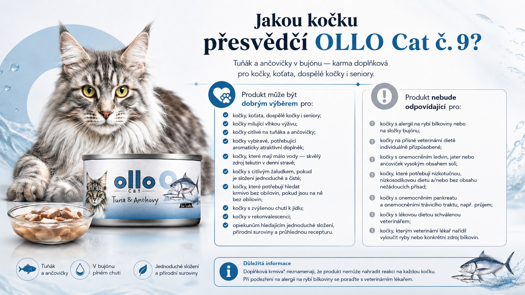 OLLO Cat nr 9 Tuna & Anchovy in broth - mokré krmivo pro kočky - 70g - foto 6