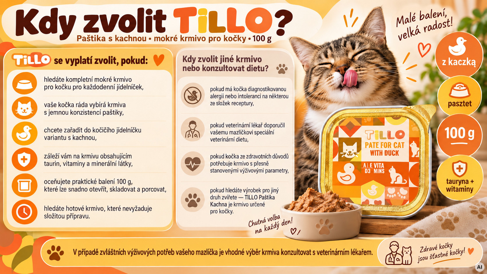 TILLO Paštika v misce Mix příchutí - mokré krmivo pro kočky - 102x100g - foto 6