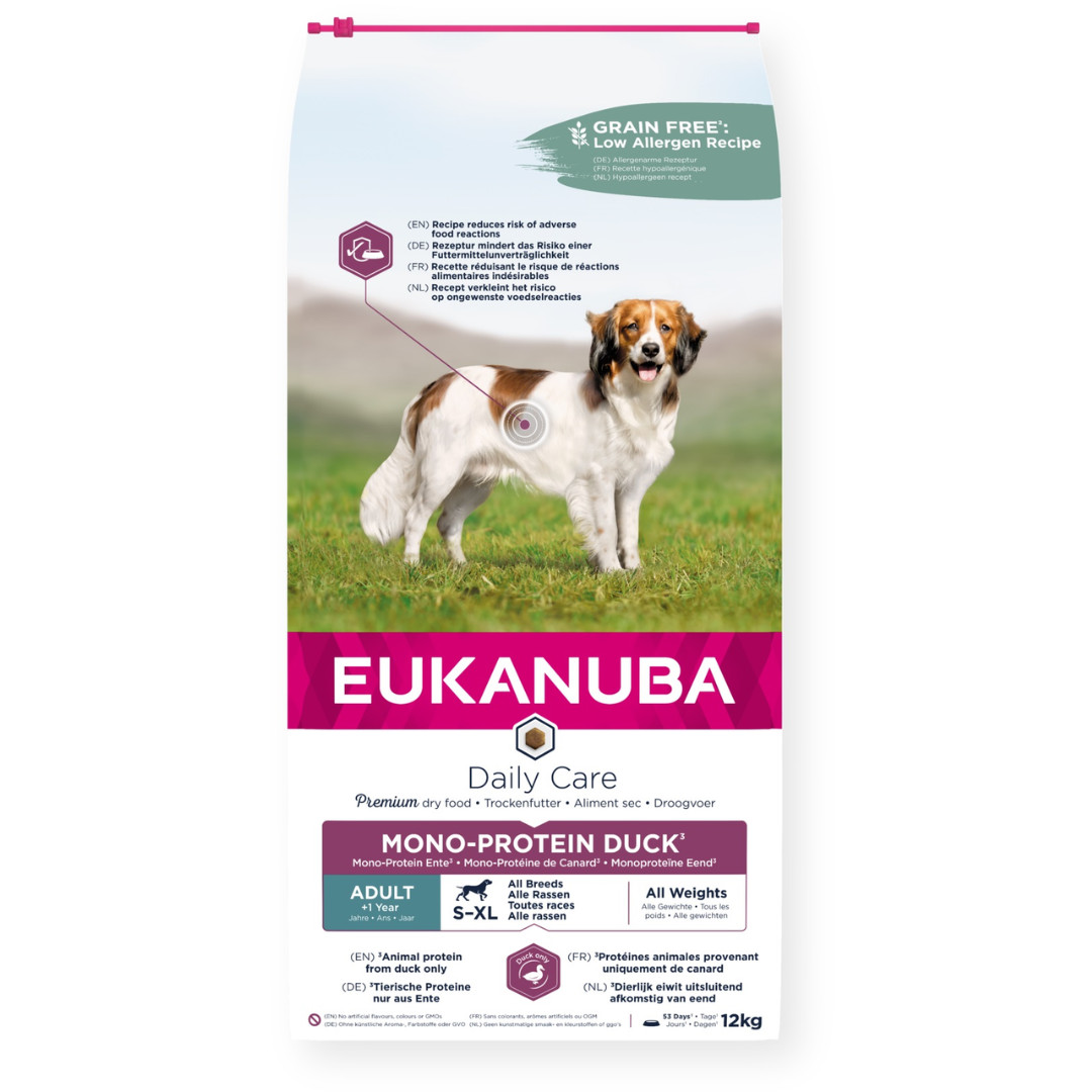 EUKANUBA Daily Care Mono-Protein Adult All Breed Duck - suché krmivo pro psy - 12kg - foto 1