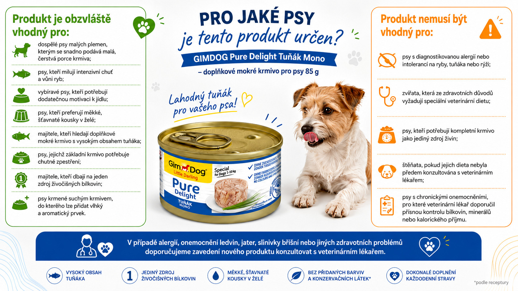 GIMDOG Little Darling Pure Delight Tuna Mono - vlhké krmivo pro psy - 85g - foto 2