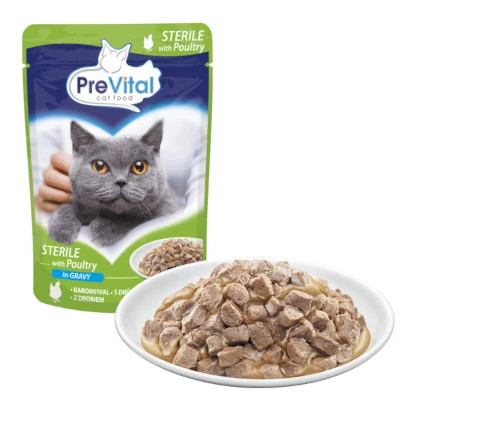 PREVITAL Cat Food Mix 4 Příchutě Kuře, Telecí, Losos, Drůbež – mokré krmivo pro kočky – 96 x 100 g - foto 7