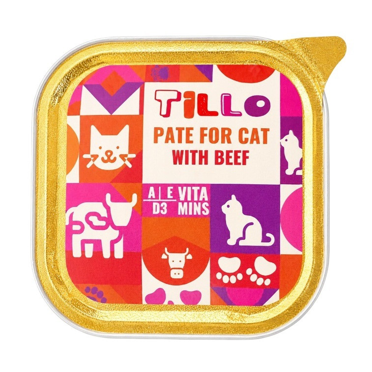 TILLO Paštika v misce Mix příchutí - mokré krmivo pro kočky - 102x100g - foto 1