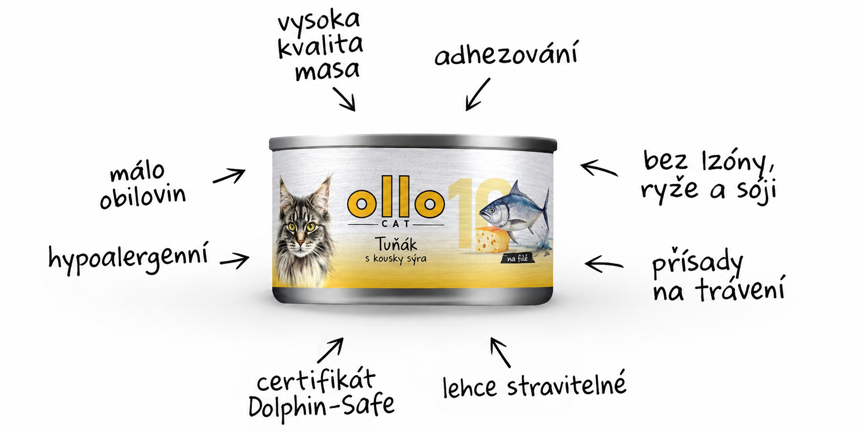 OLLO Cat nr 10 Tuna & Cheese in broth - mokré krmivo pro kočky - 70g - foto 1