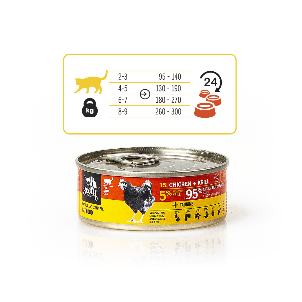 3COTY Chicken with krill - mokré krmivo pro kočky - 80g - foto 6