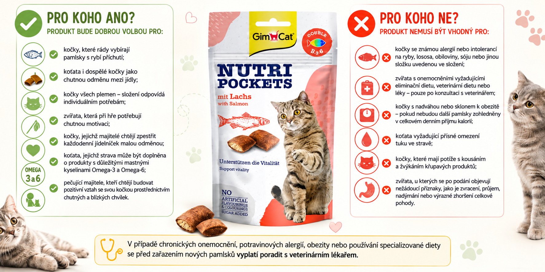GIMCAT Nutri pockets Salmon - pamlsek pro kočky - 60g - foto 2