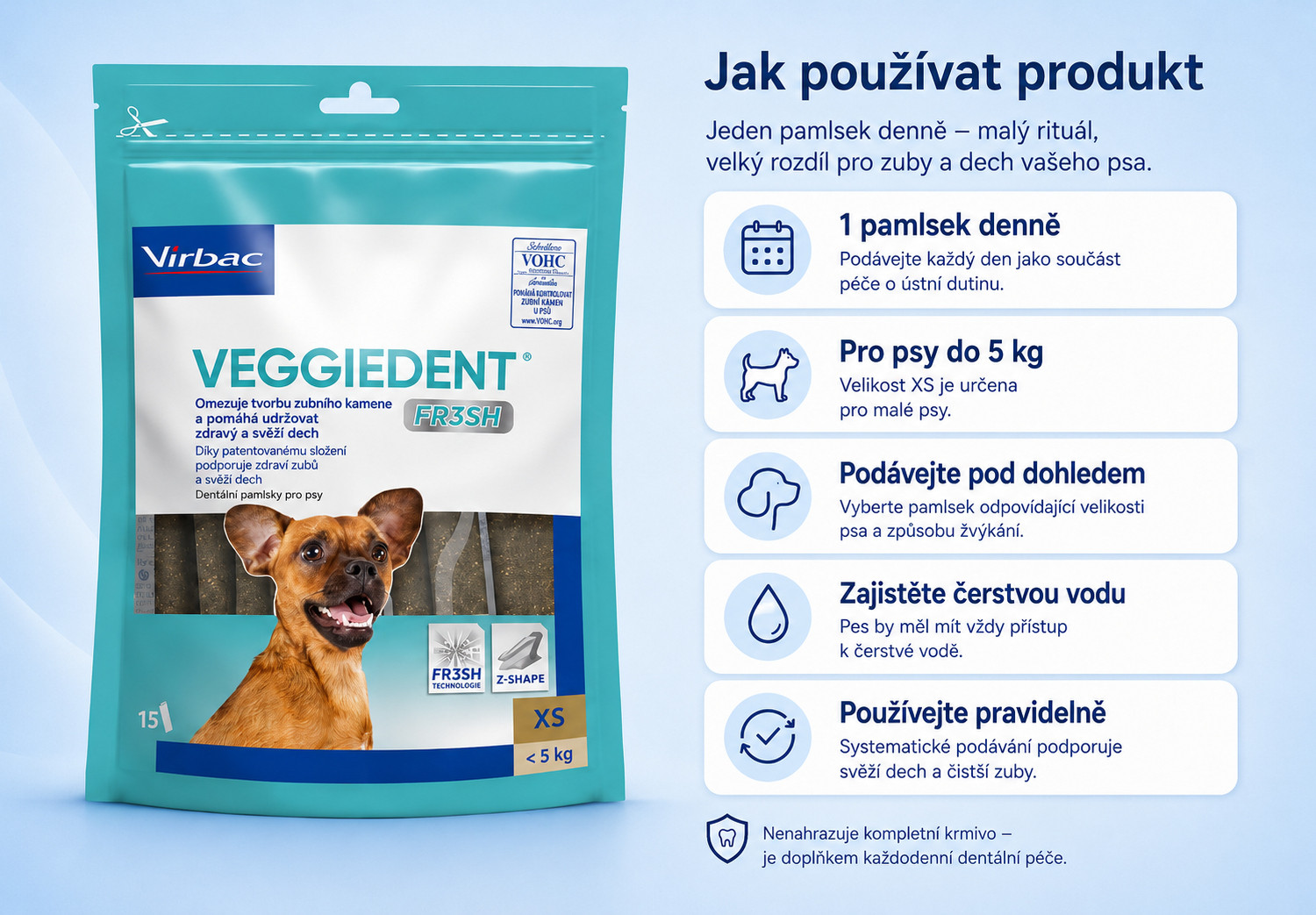 VIBRAC Veggiedent Fresh XS - pamlsek pro psa - 114g - foto 3