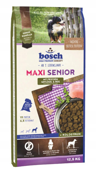 BOSCH Maxi Senior Drůbež a rýže – suché krmivo pro psy – 12,5 kg - foto 1