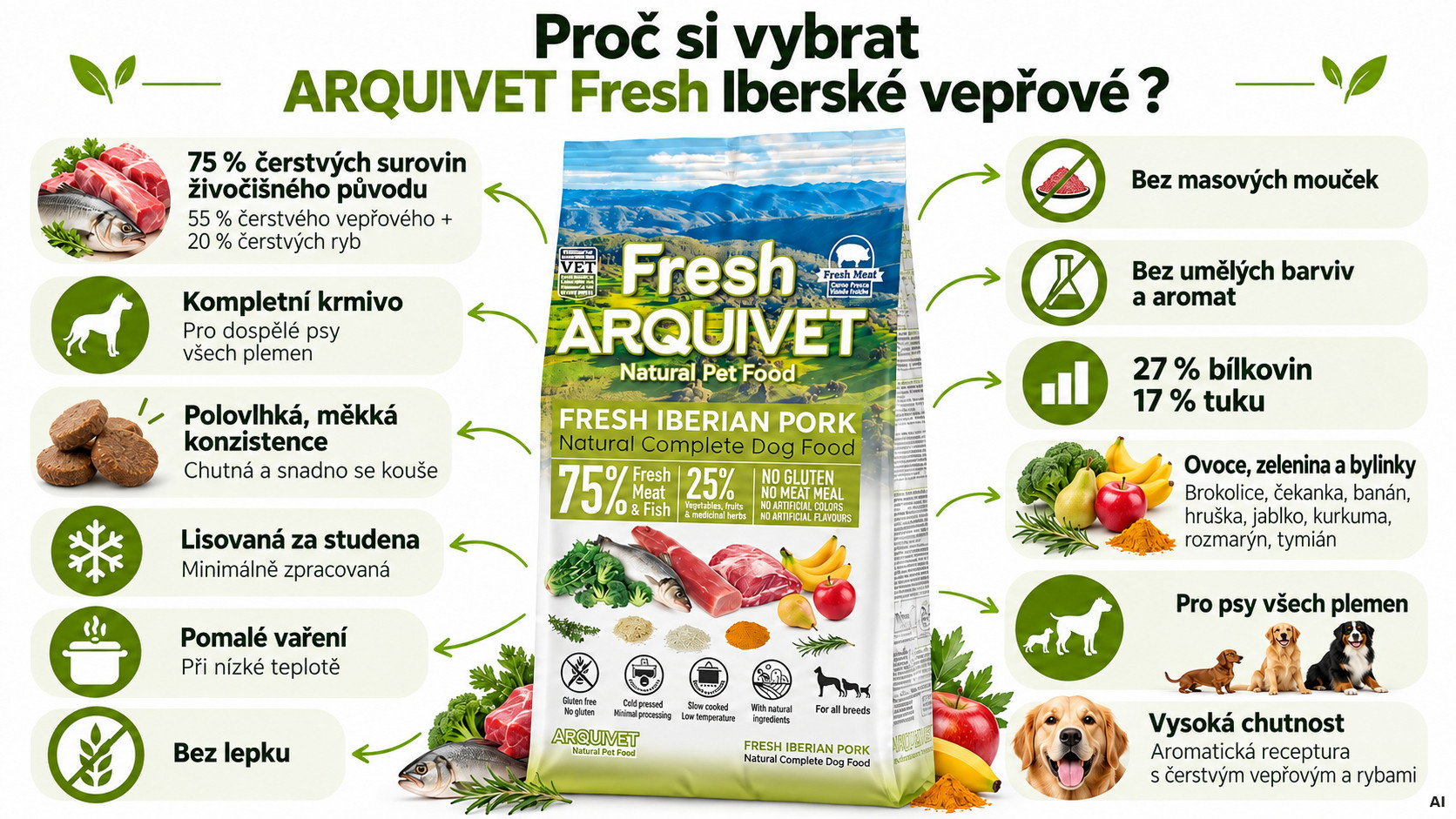 ARQUIVET Fresh Iberian pork - polovlhké krmivo pro psy - 10kg - foto 1