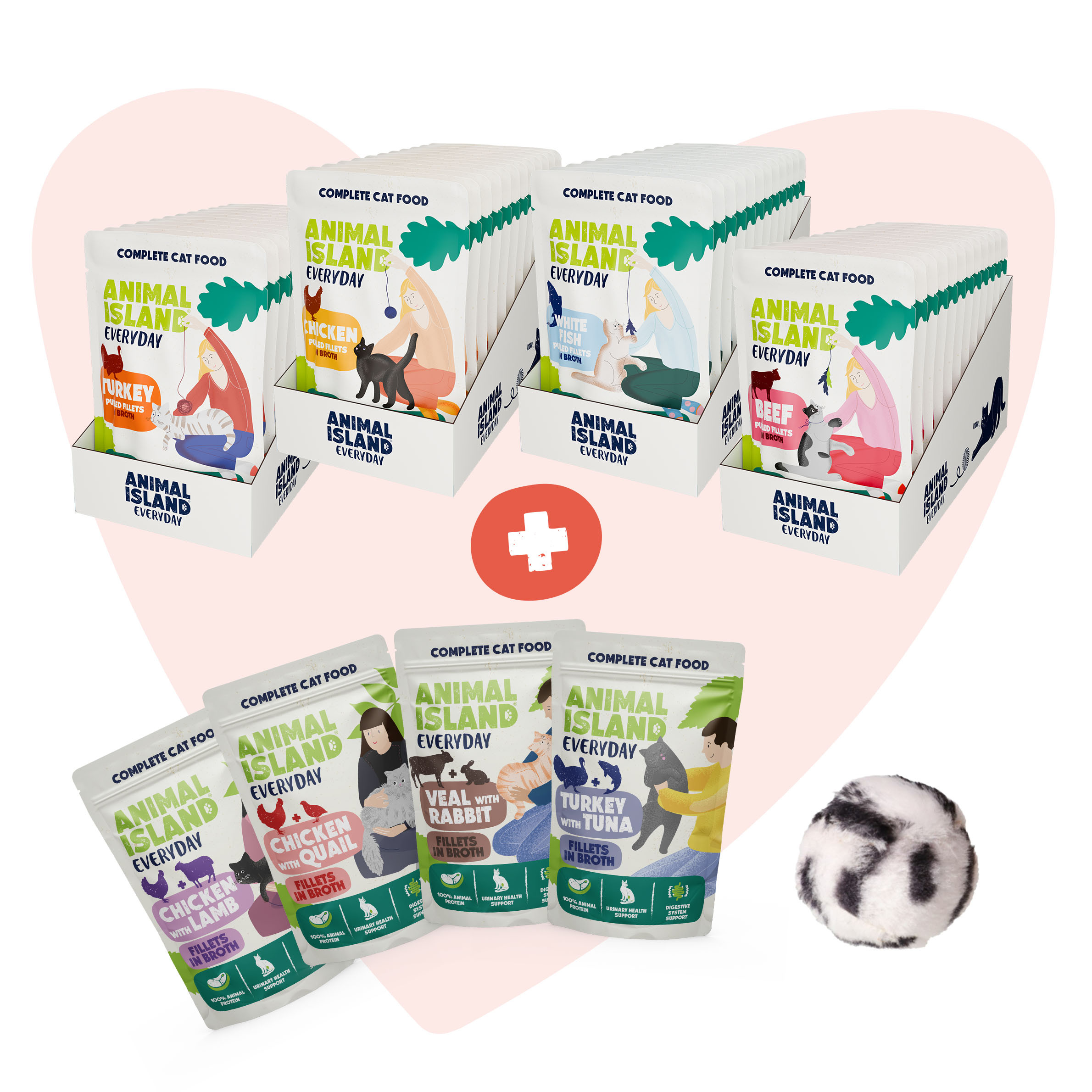 ANIMAL ISLAND Love Box Fillets in Broth Box + Toy - mokré krmivo pro kočky - 48x85g - foto 1