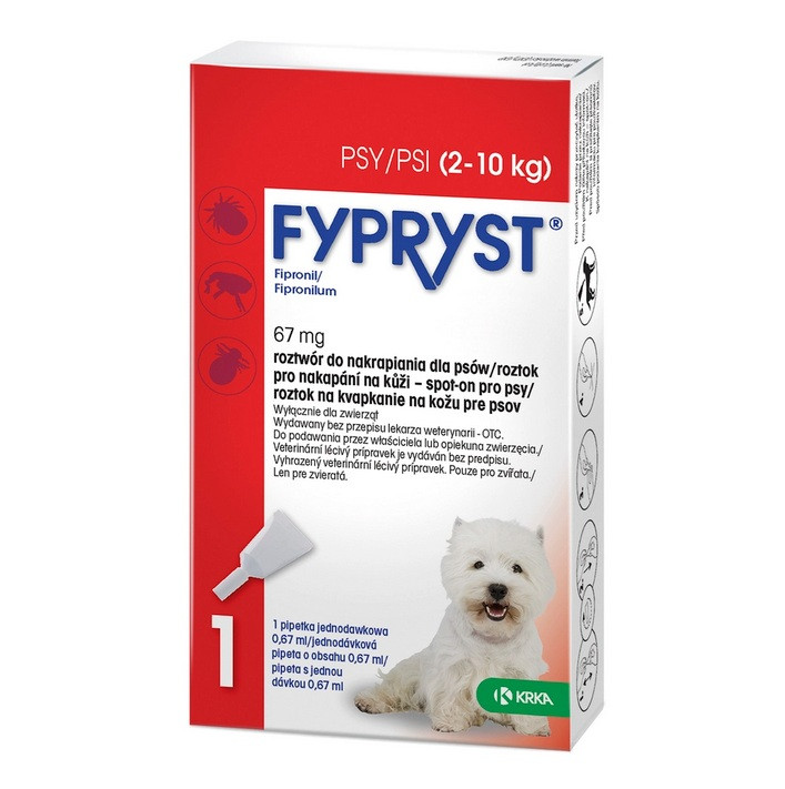 FYPRYST 67mg S (2-10kg) - kapky proti blechám a klíšťatům pro psy – 1x0,67ml - foto 1