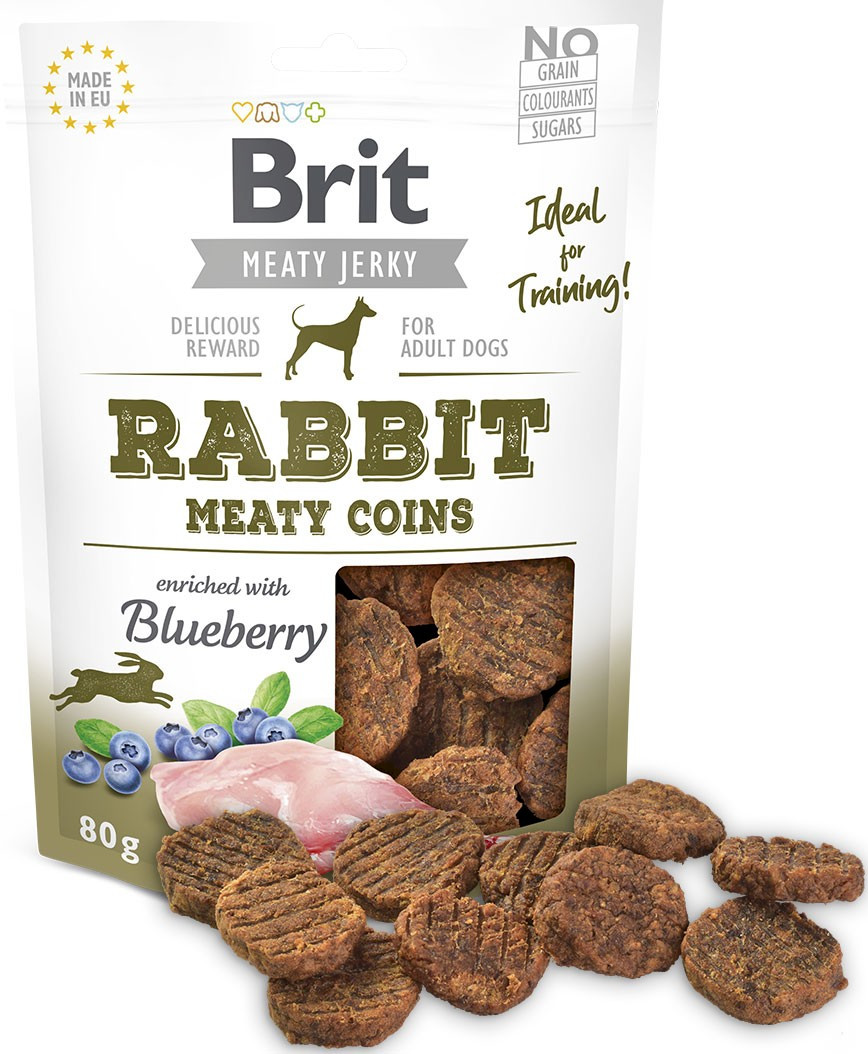 BRIT Meat Jerky Coins Rabbit - pamlsek pro psa - 80g - foto 1