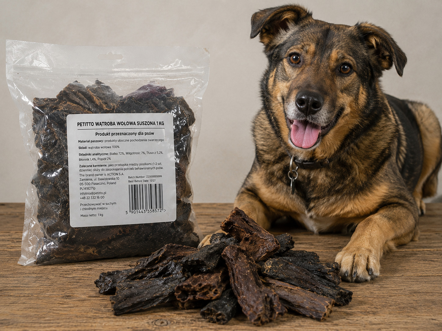 PETITTO Dried beef liver Mono - pamlsek pro psa - 1kg - foto 2