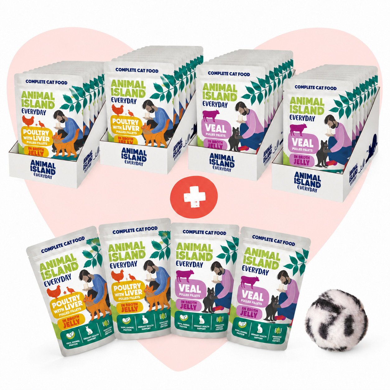 ANIMAL ISLAND Love Box Fillets in Jelly Box + Toy - mokré krmivo pro kočky - 48x85g - foto 1