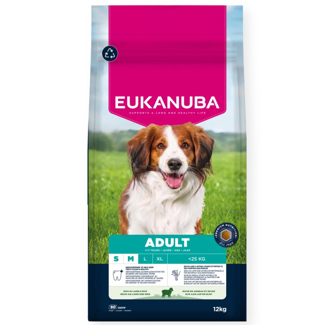 EUKANUBA Adult Small/Medium Rich in lamb & rice - suché krmivo pro psy - 12kg - foto 1