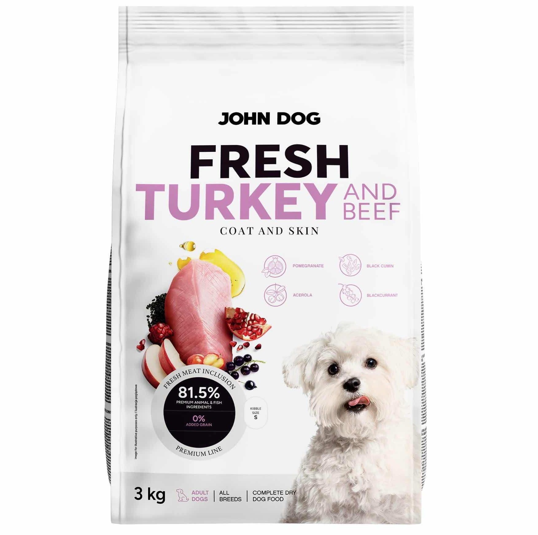 JOHN DOG Fresh Turkey and beef - suché krmivo pro psy - 3kg - foto 1