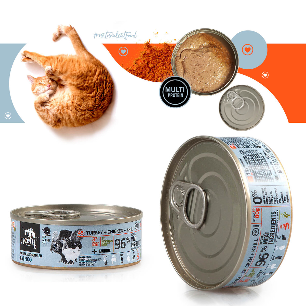 3COTY Turkey with chicken and krill Senior - mokré krmivo pro kočky - 24x80g - foto 5