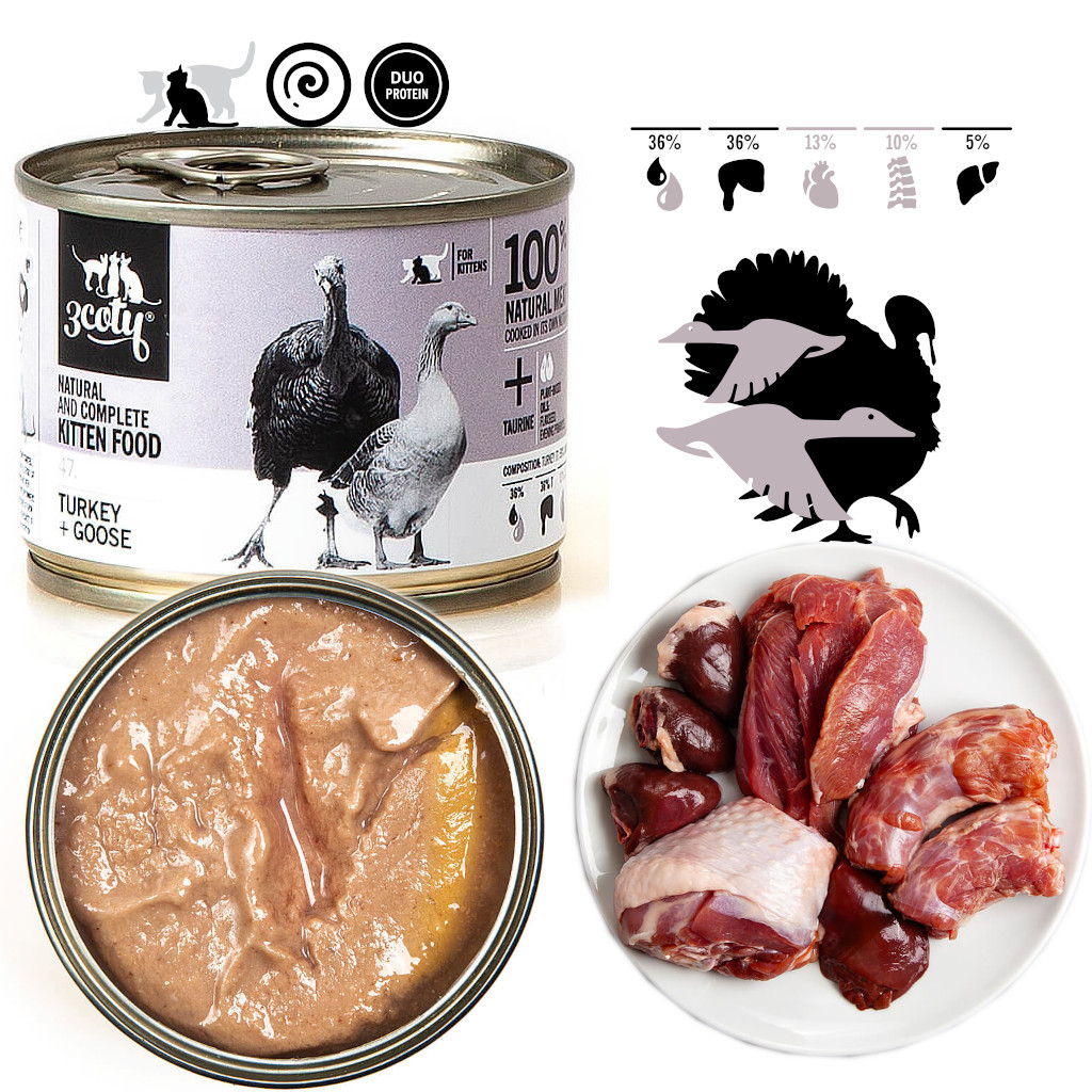 3COTY 47. Turkey and goose for kittens - mokré krmivo pro kočky - 180g - foto 2
