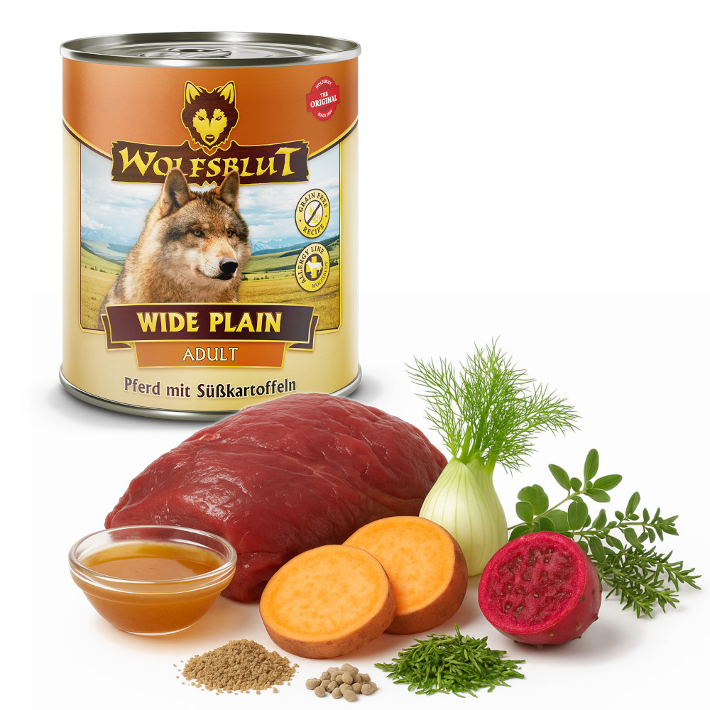 WOLFSBLUT Wide Plain Horse meat with sweet potatoes - vlhké krmivo pro psy - 800g - foto 3