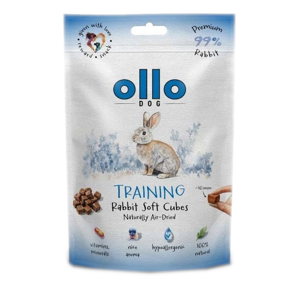 OLLO Air Dried Training Rabbit Cubes - pamlsek pro psa - 80g - foto 1