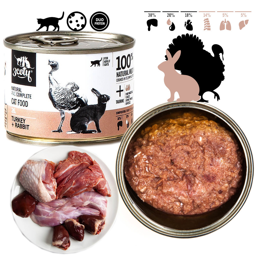 3COTY 26. Turkey and rabbit - mokré krmivo pro kočky - 180g - foto 2