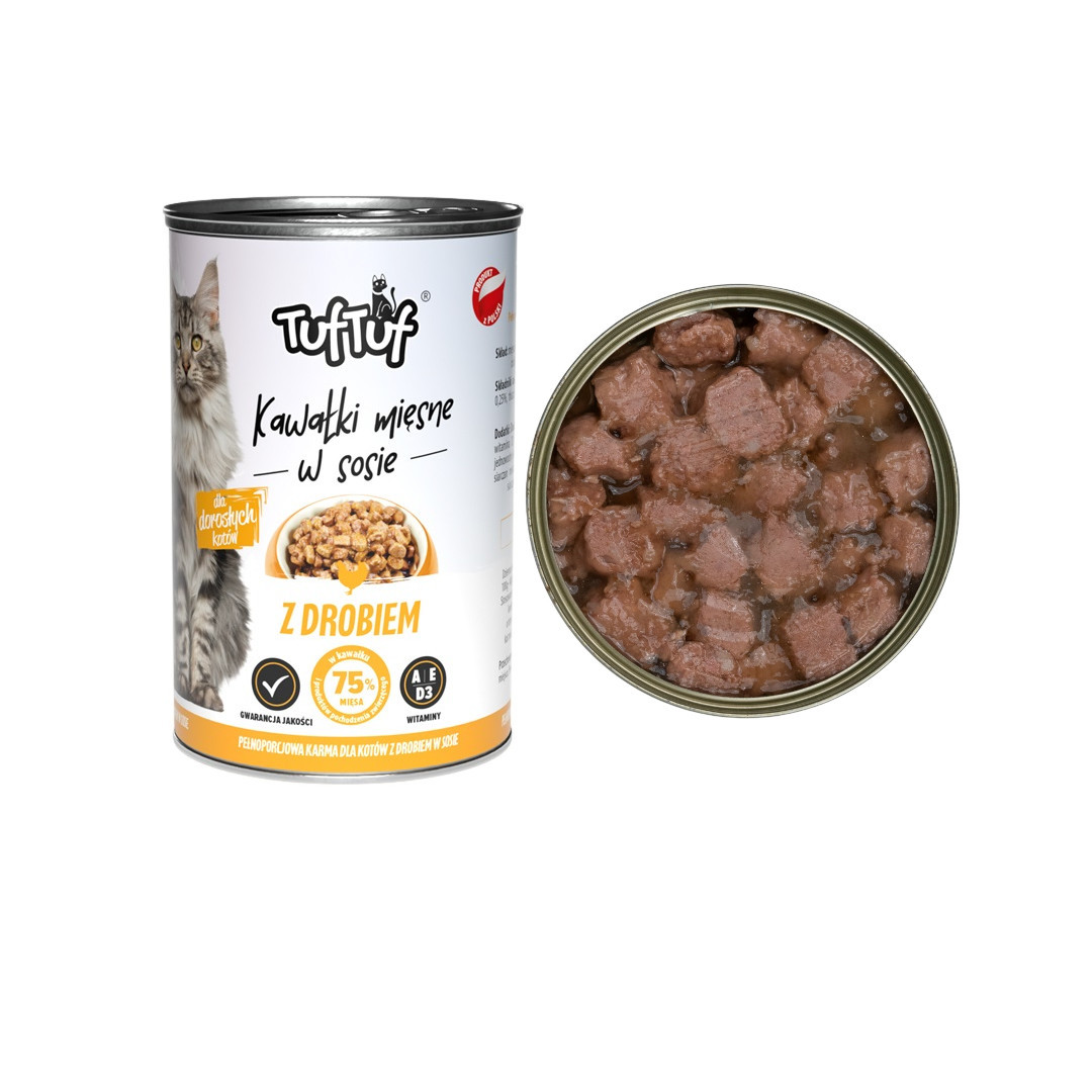 Tuf Tuf masové kousky MIX příchutí - vlhké krmivo pro kočky - 6x415g - foto 4