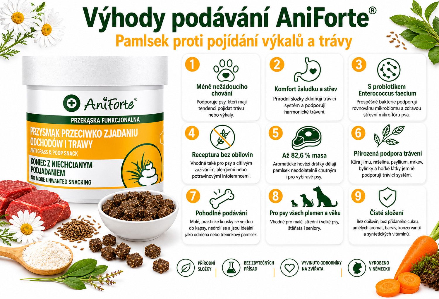 ANIFORTE Anti grass & poop snack - pamlsek pro psa - 50g - foto 1