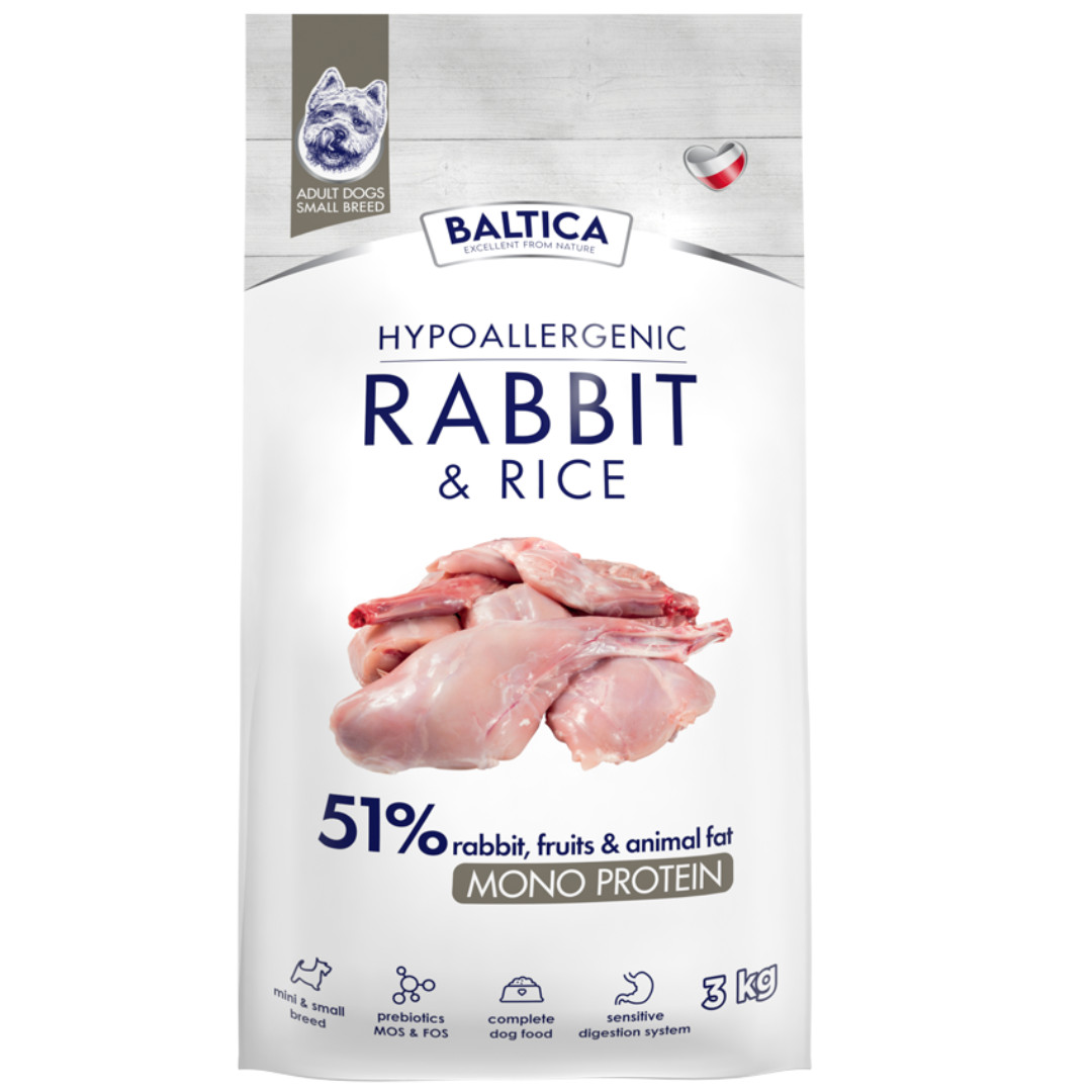 BALTICA Nutraceutic Hypoallergenic S Mono Rabbit with rice - suché krmivo pro psy - 3kg - foto 1
