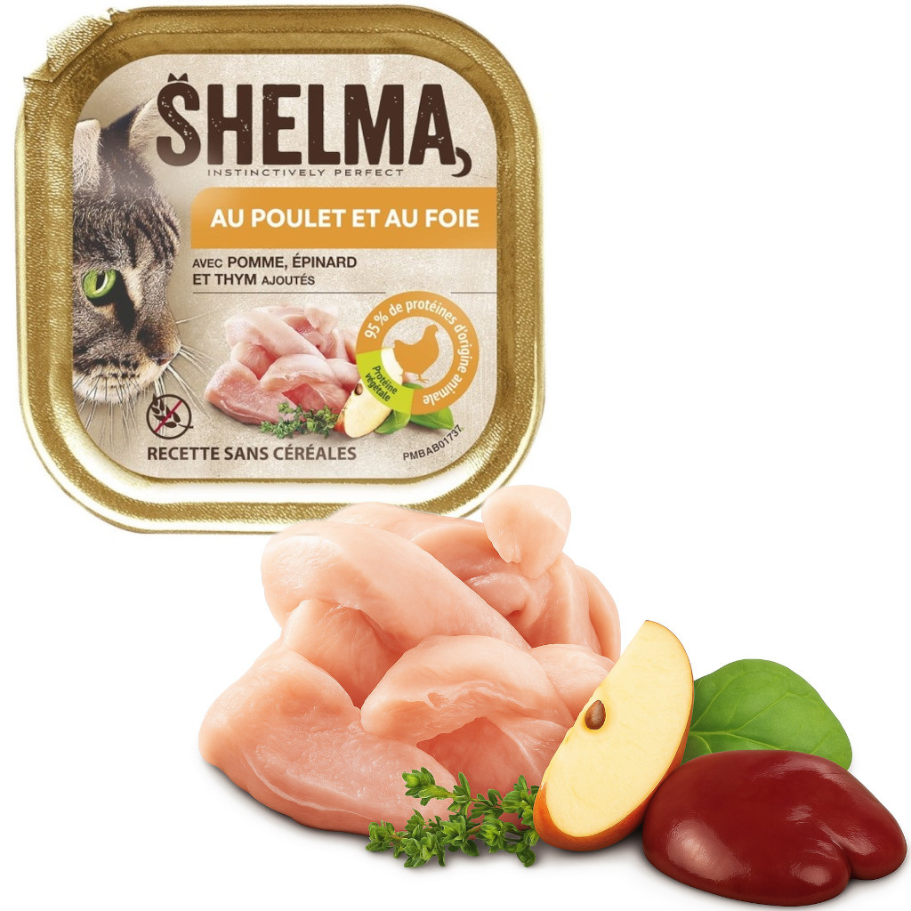 SHELMA Chicken and liver pate - mokré krmivo pro kočky - 6x100g - foto 3