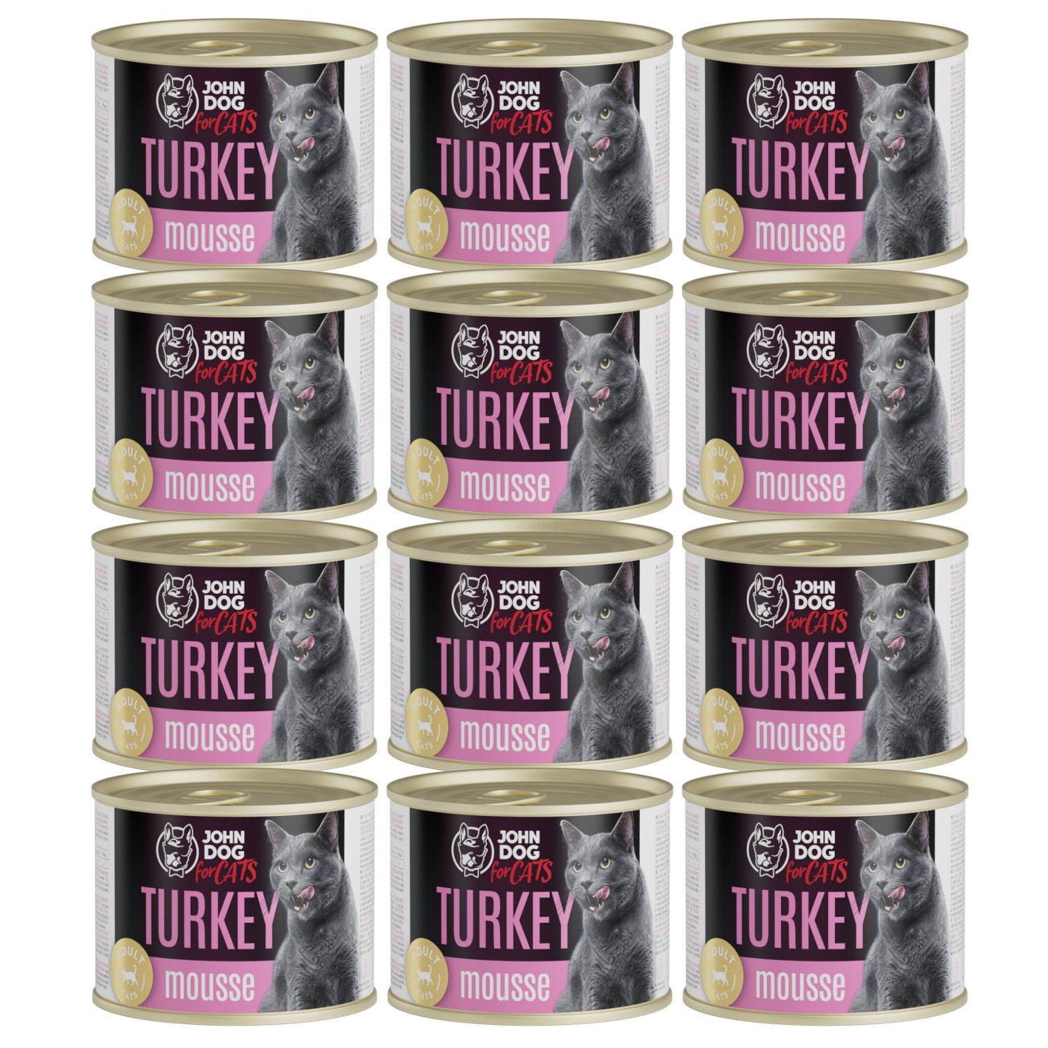 JOHN DOG For cats Mousse Turkey - mokré krmivo pro kočky - 12x200g - foto 1
