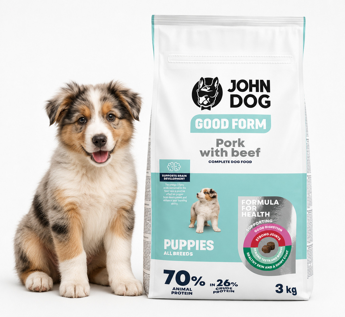 JOHN DOG Good Form Junior Pork with beef - suché krmivo pro psy - 3kg - foto 3